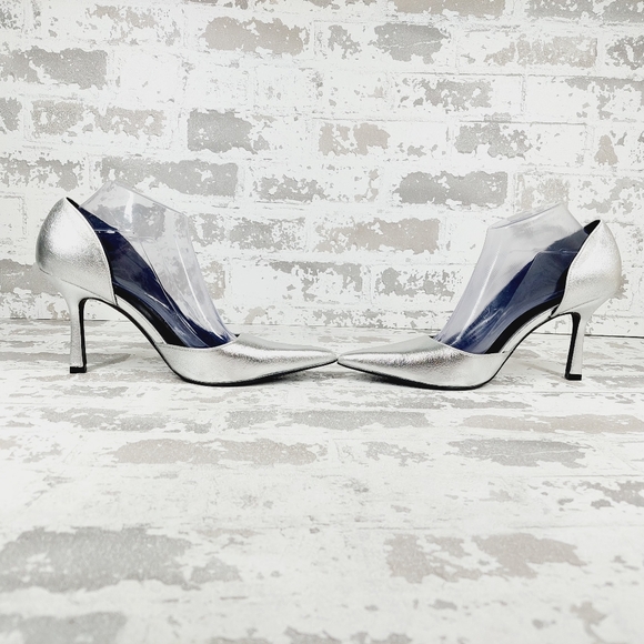 NEW Abound Iris D'orsay Pump In Silver Metallic Pointy Toe Heels X126 - Picture 7 of 16